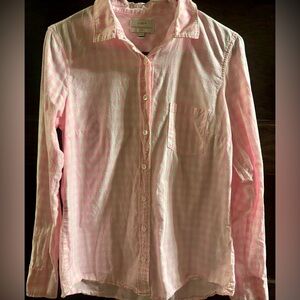 J. Crew Light Pink Gingham Button-Down Shirt, Size 6